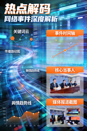 网络事件深度解析《热点解码》海报，呈现数据流与新闻元素